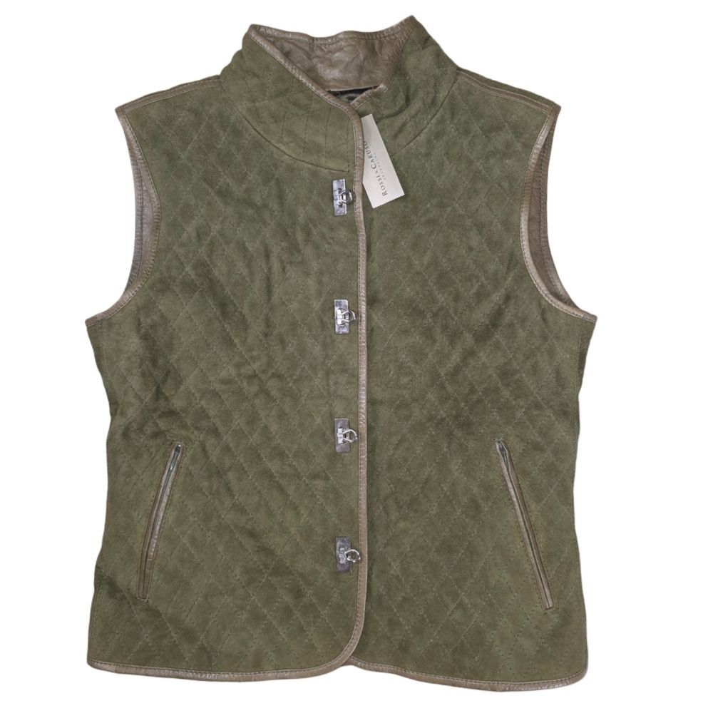 NWT ROSSI AND CARUSO Quilted goat suede vest jacket